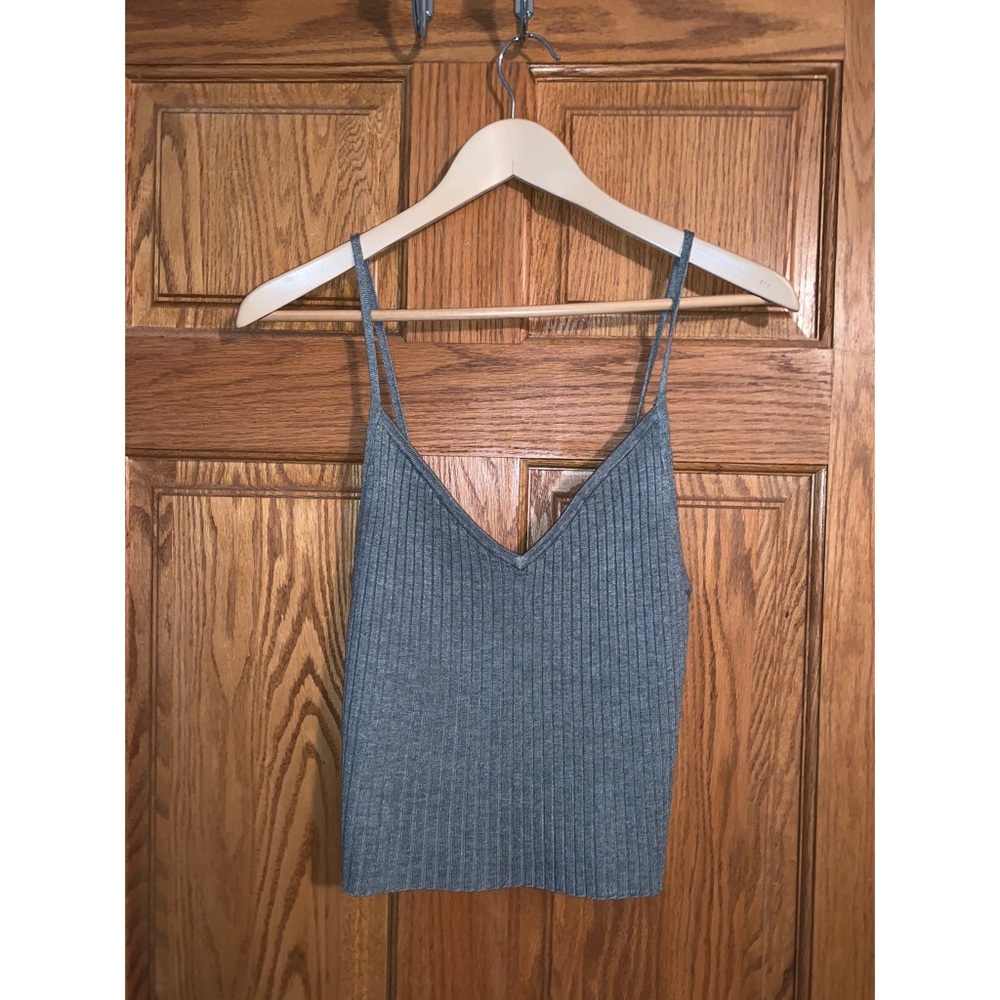 Kendall & Kylie Gray V-Neck Tank Top